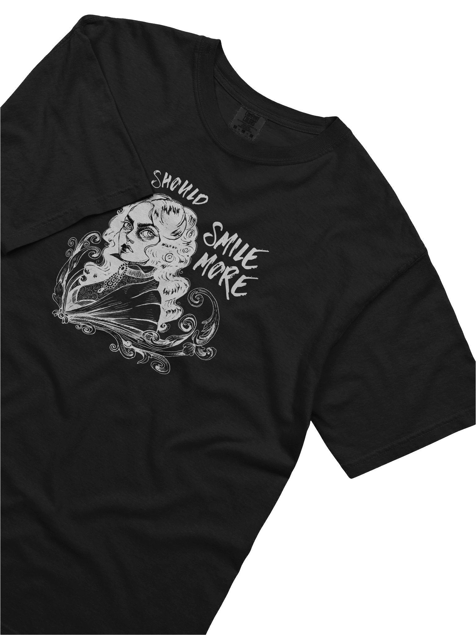 "SMILE MORE" Black T-Shirt (Design #2) product image (2)