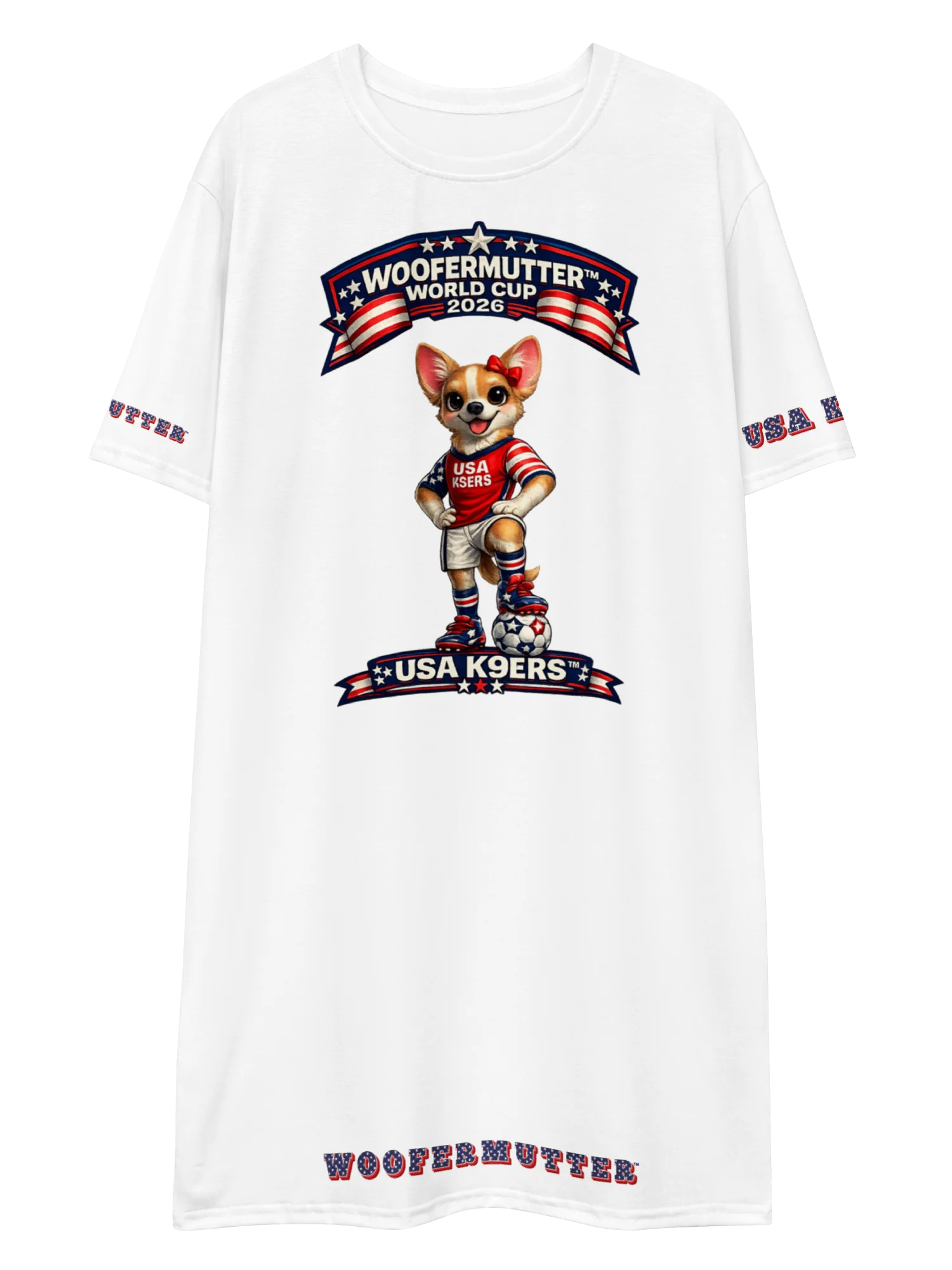 WooferMutter™ World Cup Chihuahua Soccer T-shirt Dress product image (1)