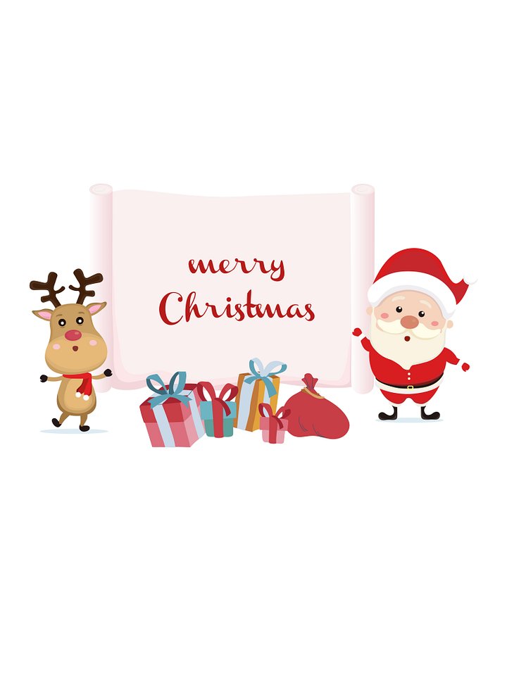 Christmas SVG, Santa Claus and his reindeer peeking around a sign with copy space. Merry Christmas product image (2)