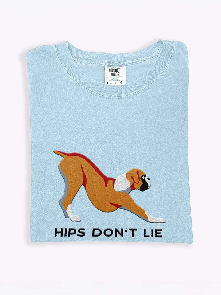 Hips Don't Lie T-Shirt(Embroidered) of a Boxer(Tan) product image (1)