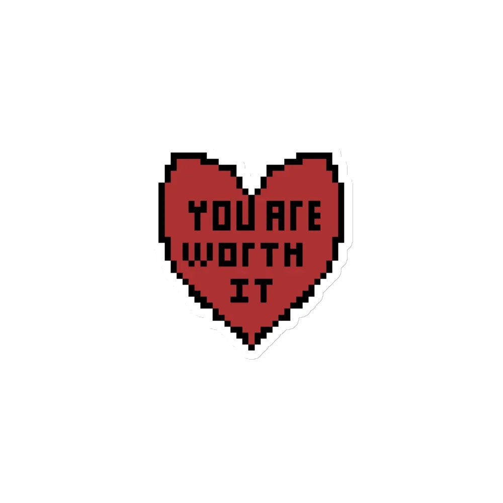 You are worth it pixel heart magnet product image (1)
