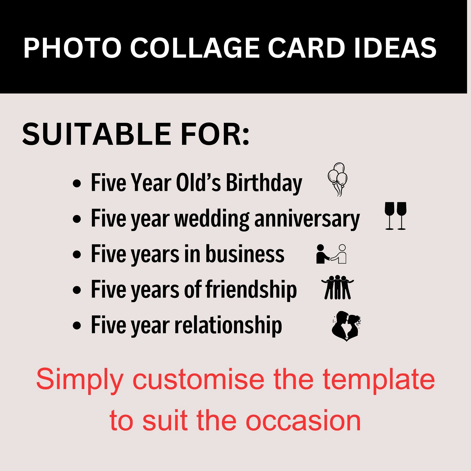 Five Year Celebration Card Photo Collage Canva Template product image (2)