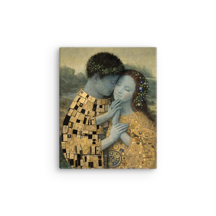 Goldene Umarmung – Moderne Klimt-Interpretation Sleek Slim Canvas Art product image (9)