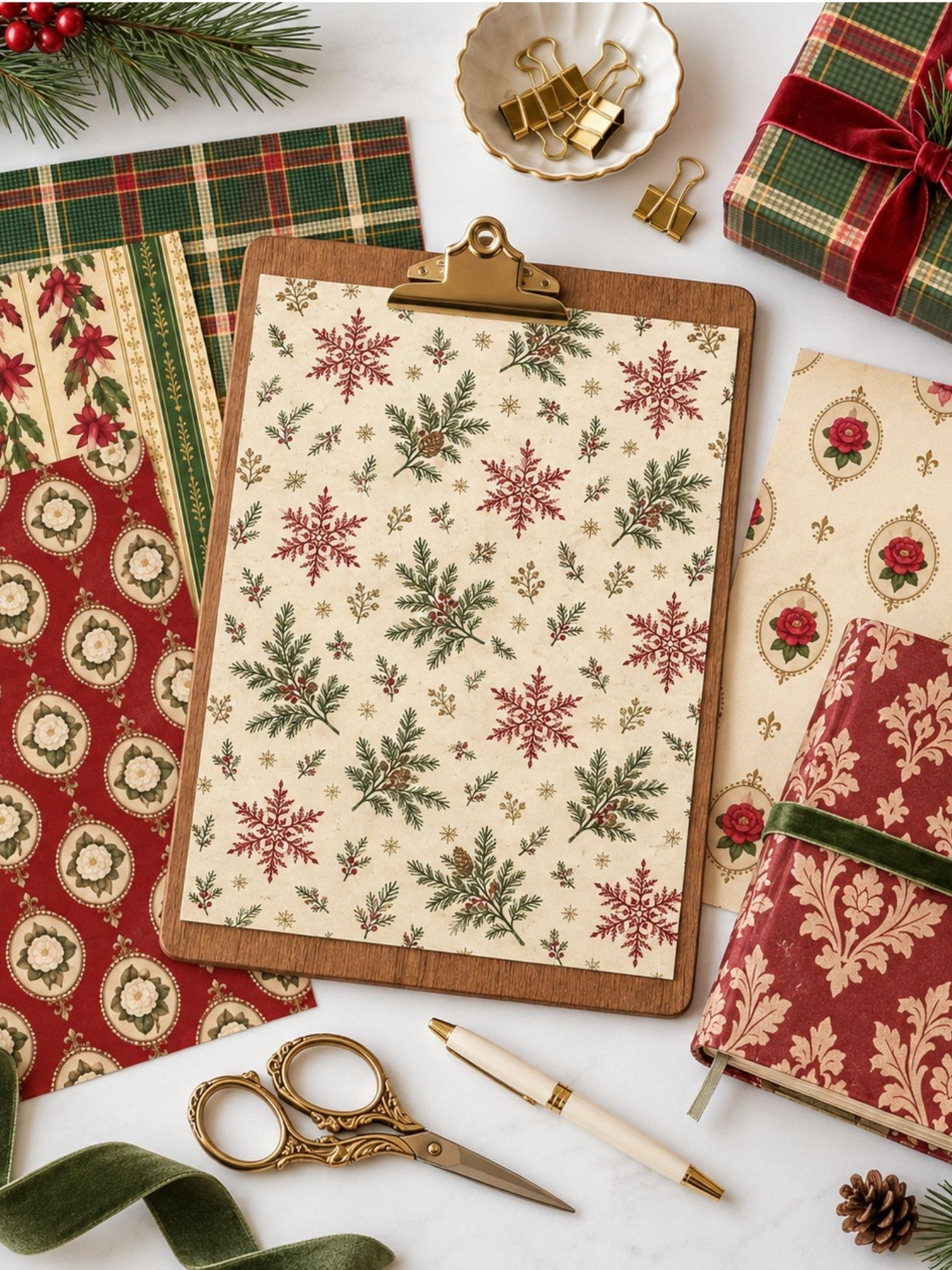 600 Vintage Christmas Junk Journal Pages, Victorian Ephemera, Antique Holiday Backgrounds, Printable Scrapbook Digital Paper Bundle, 300 DPI product image (10)