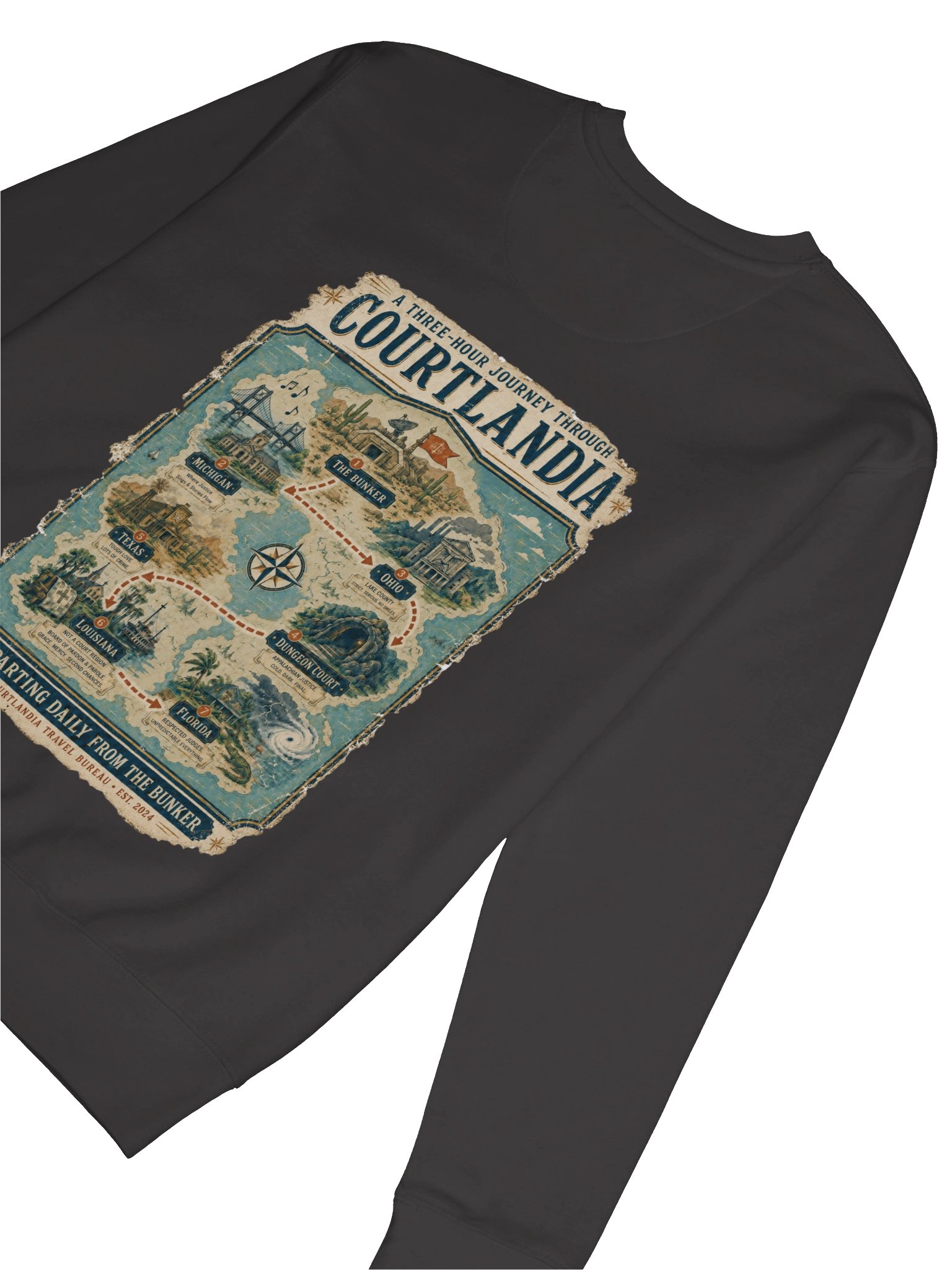 Courtlandia Travel Bureau Vintage Tourist Map Sweatshirt product image (44)