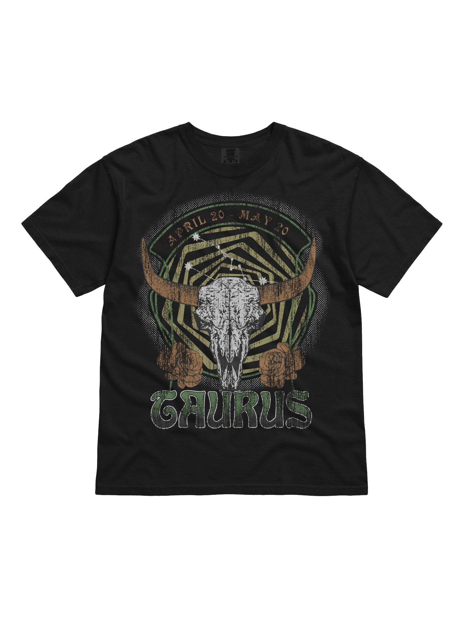 Taurus Zodiac Shirt – Vintage Bull Skull Astrology Graphic Tee (April 20 – May 20) Horoscope Design product image (1)