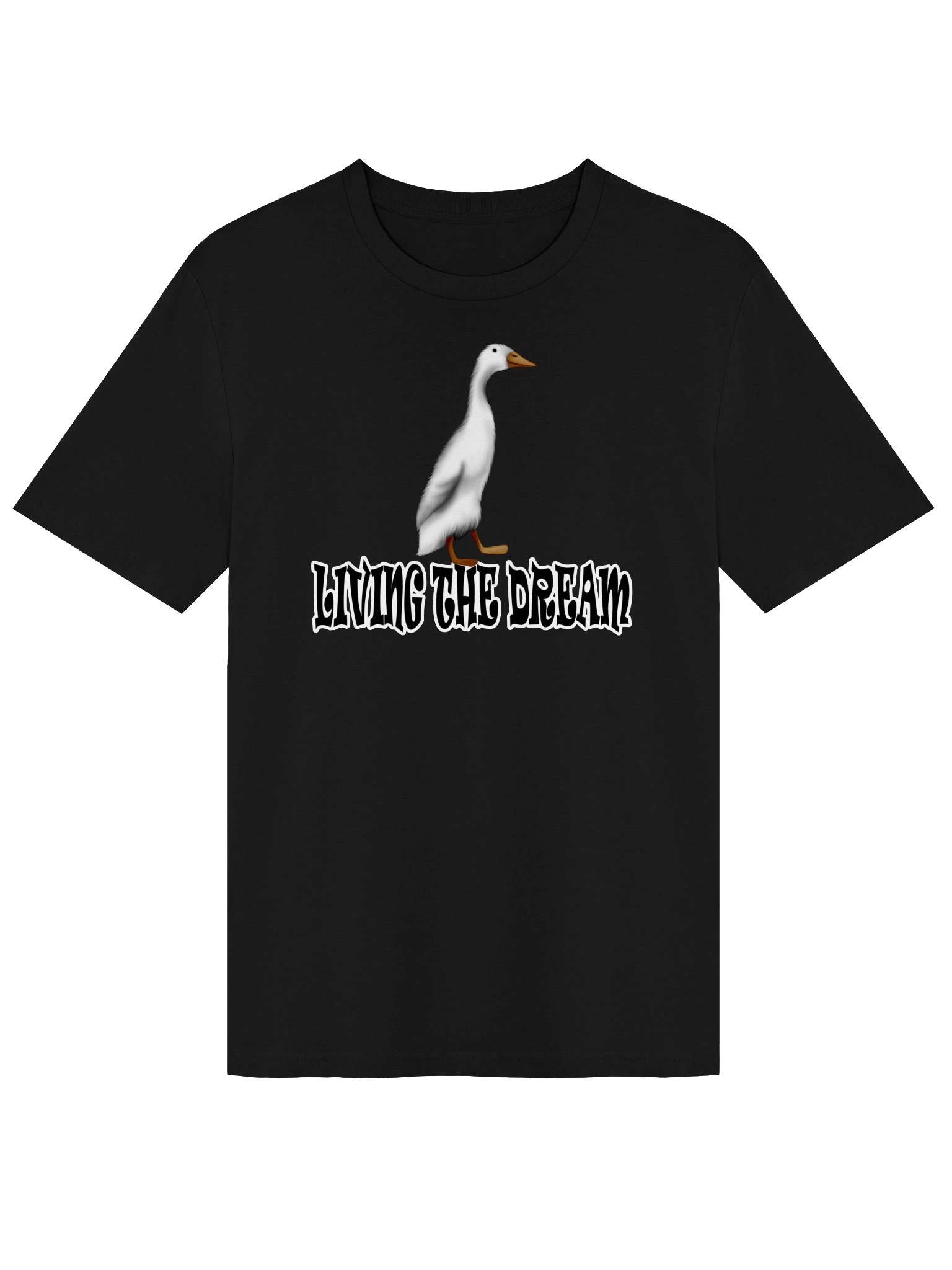 Duck "LIVING THE DREAM" T-Shirt. Unisex Stanley/Stella Organic Ribbed Neck T-Shirt product image (1)