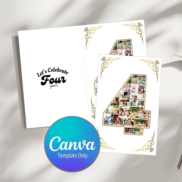 Four Year Celebration Card Photo Collage Canva Template product image (1)