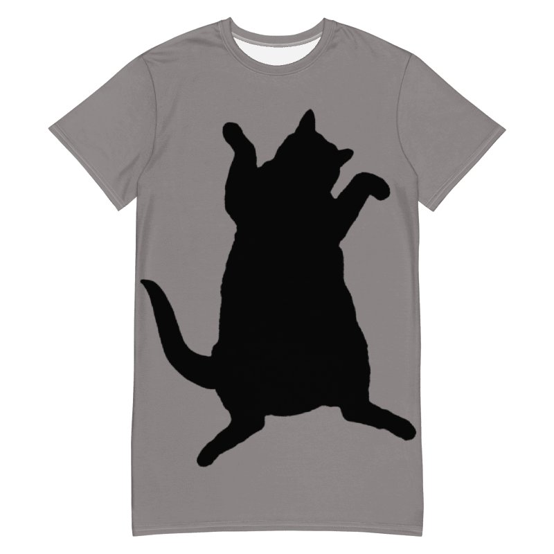 Dancing Demeowcracy Feline Grey T-Shirt Dress product image (6)