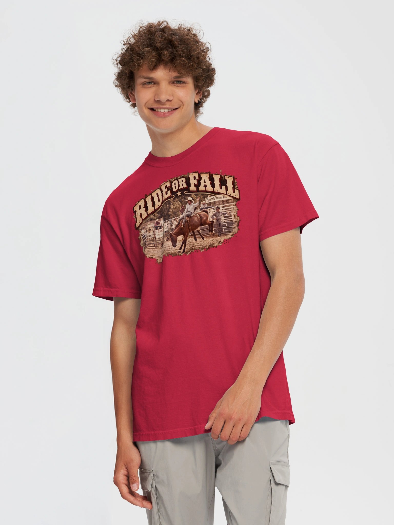 Bareback Riding Shirt — Ride or Fall Rodeo Tee, Two-Sided Rider Design | Broken Arena™ product image (6)