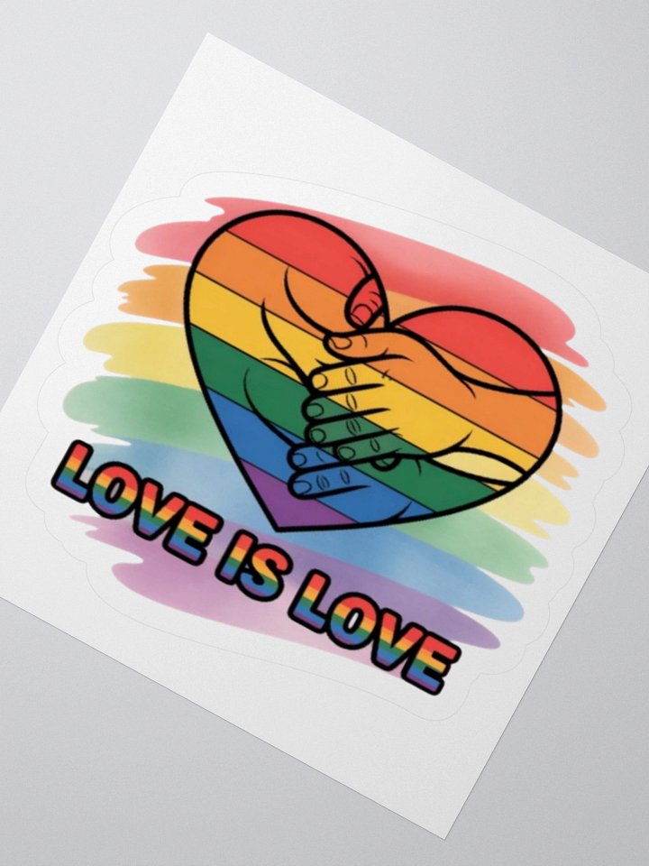 Love Is Love Pride Sticker - Rainbow Hand Heart Design product image (6)