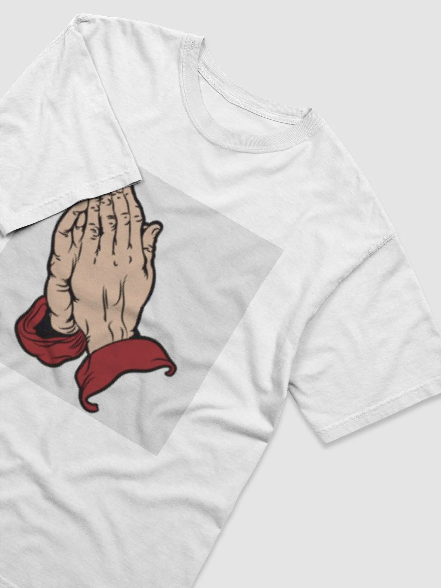 Prayer Hands White Cotton Tee Shirt product image (3)