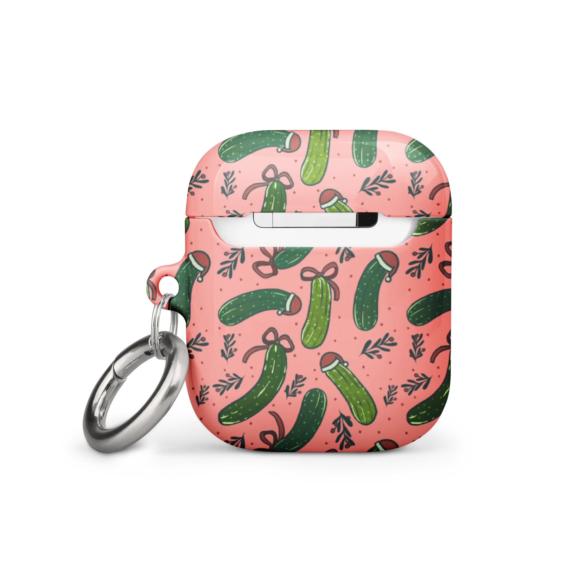 Christmas Pickles Pattern Airpods Case, Pink product image (11)