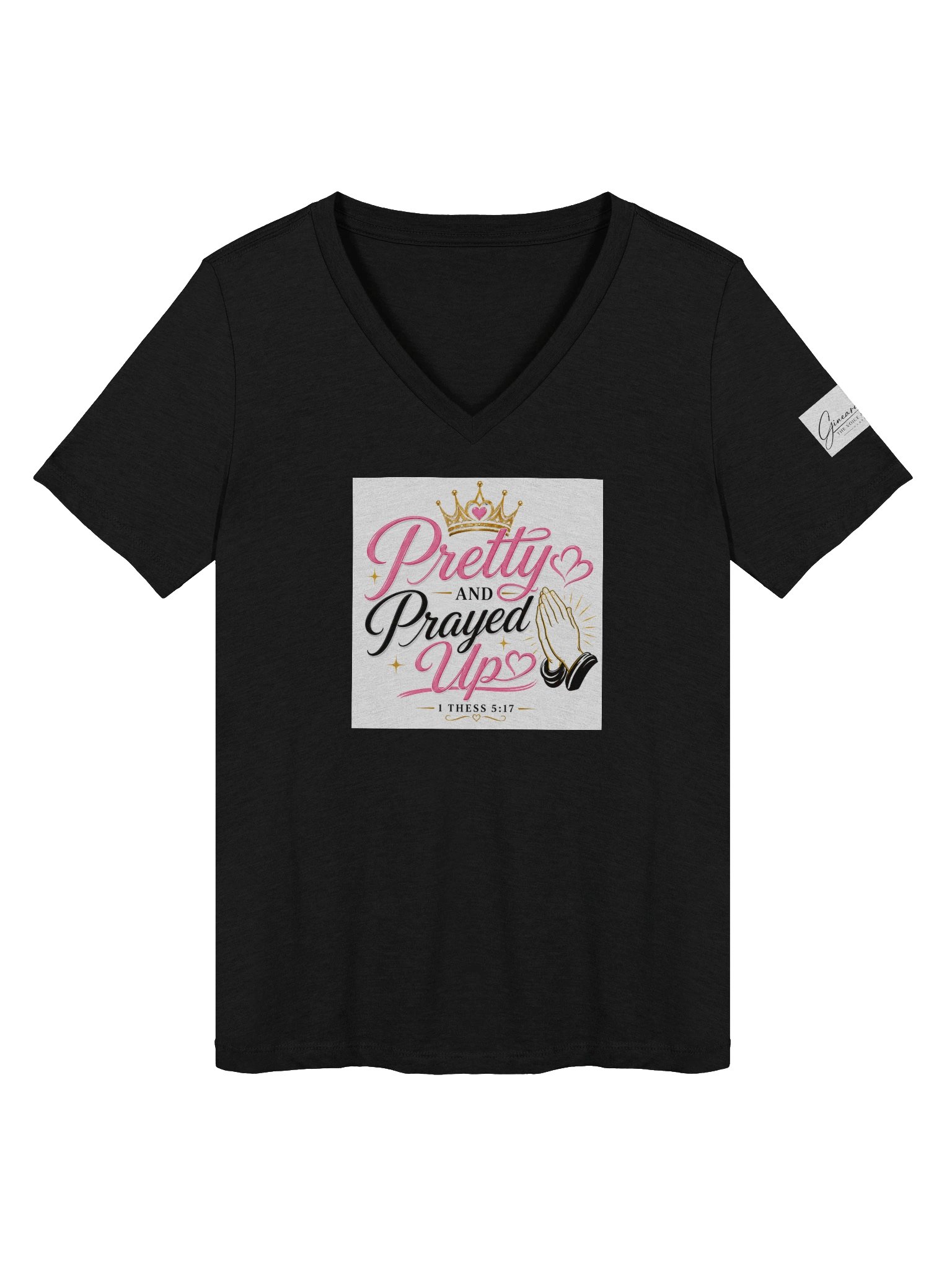 Pretty and Prayed up V-neck-Black product image (1)