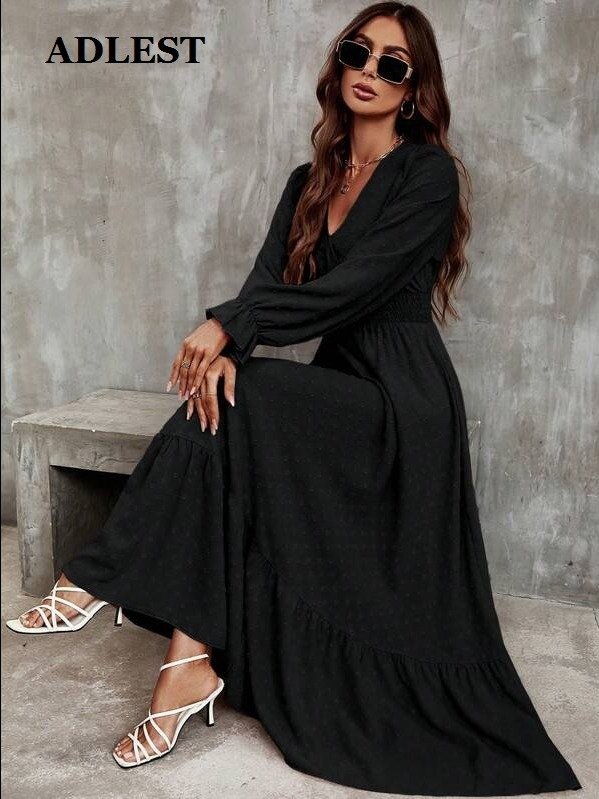 ADLEST | Breezaya Floral Print Flounce Sleeve Ruffle Hem Dress Maxi Women Outfit Fall Cloth For Women product image (1)