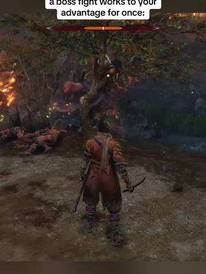 Enemies getting stuck on things in these games will never not be entertaining 😂 #sekiro #bossfight #stuck #videogames #silly 