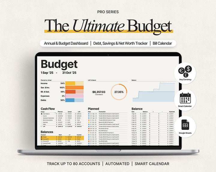 Ultimate Annual Budget Spreadsheet for Google Sheets product image (1)