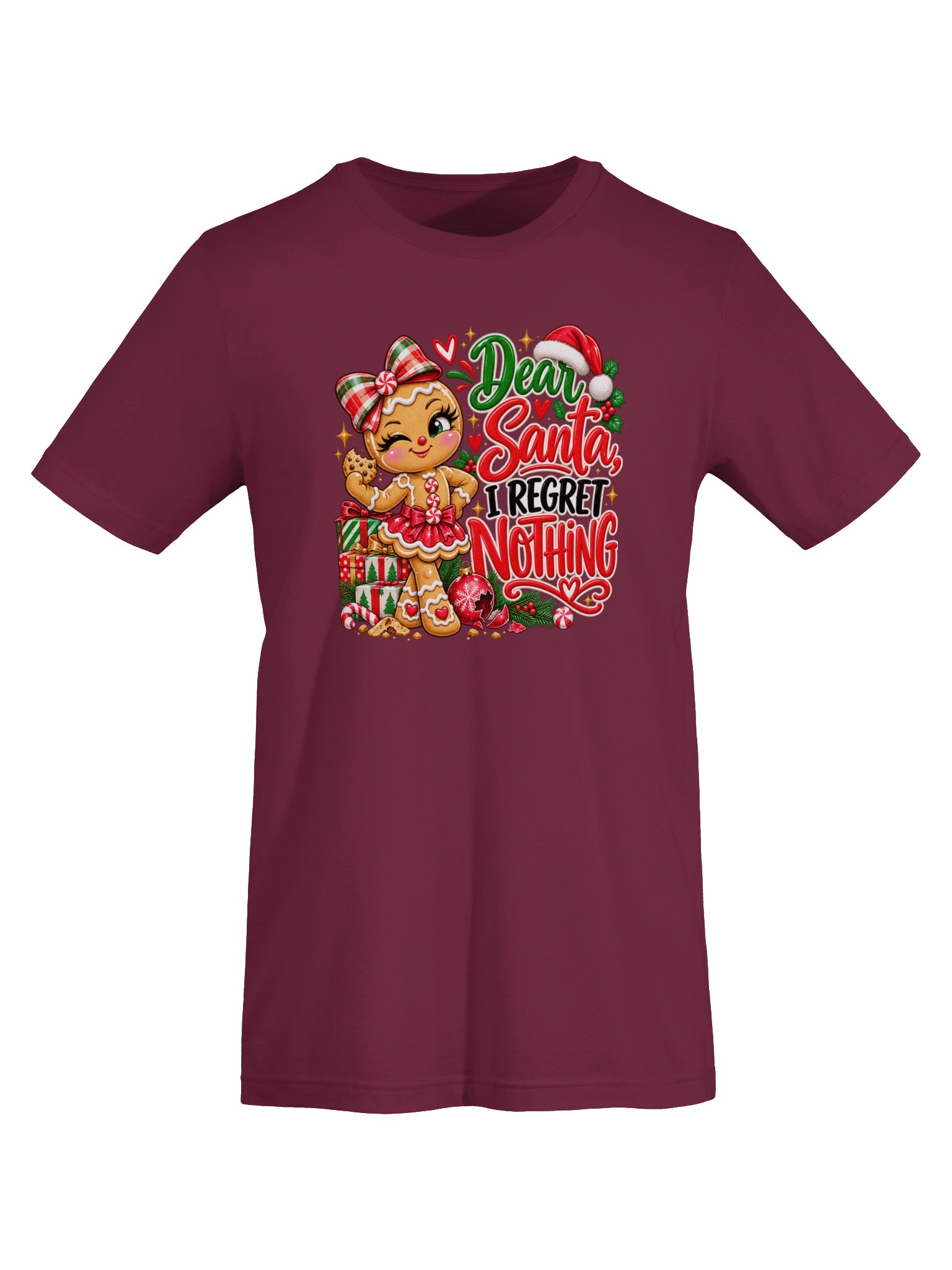 Dear Santa, I Regret Nothing – Funny Gingerbread Christmas T-Shirt product image (5)