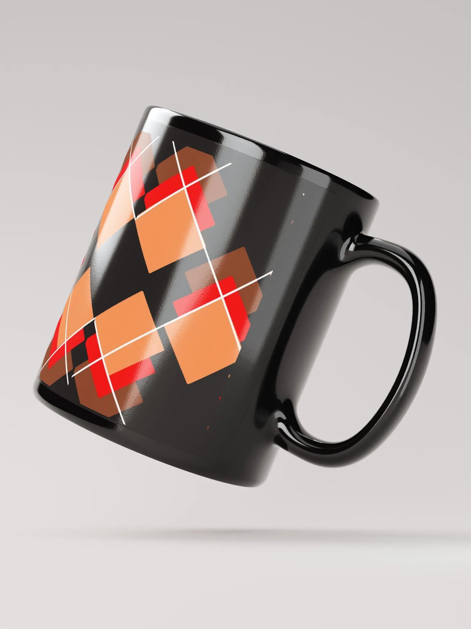 Brown, Red And Orange Overlapping Diamonds Black Mug product image (9)