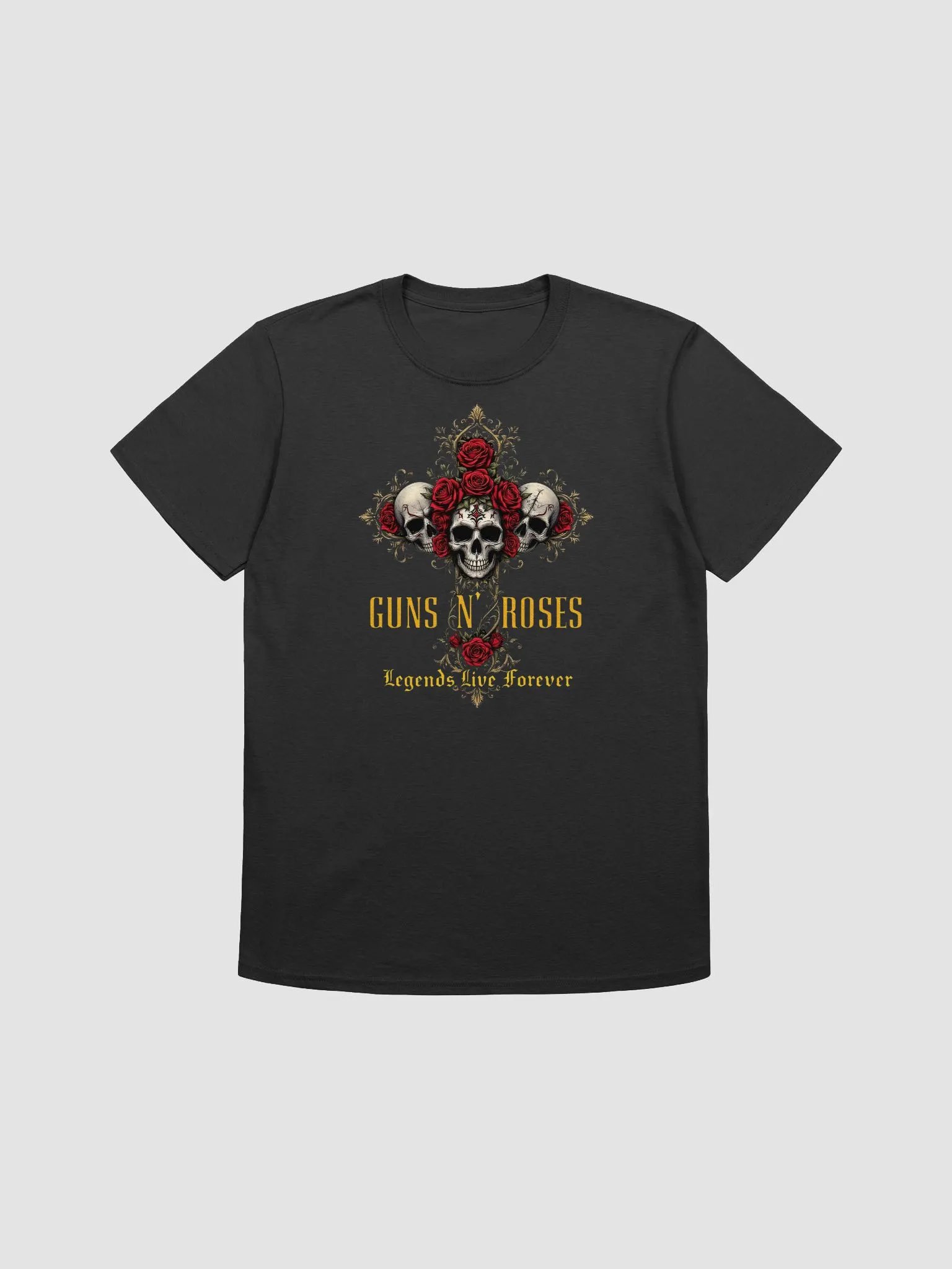 Guns N’ Roses Legends Live Forever T-Shirt | Skull & Roses Heritage Rock Graphic Tee | Classic Hard Rock Streetwear product image (1)