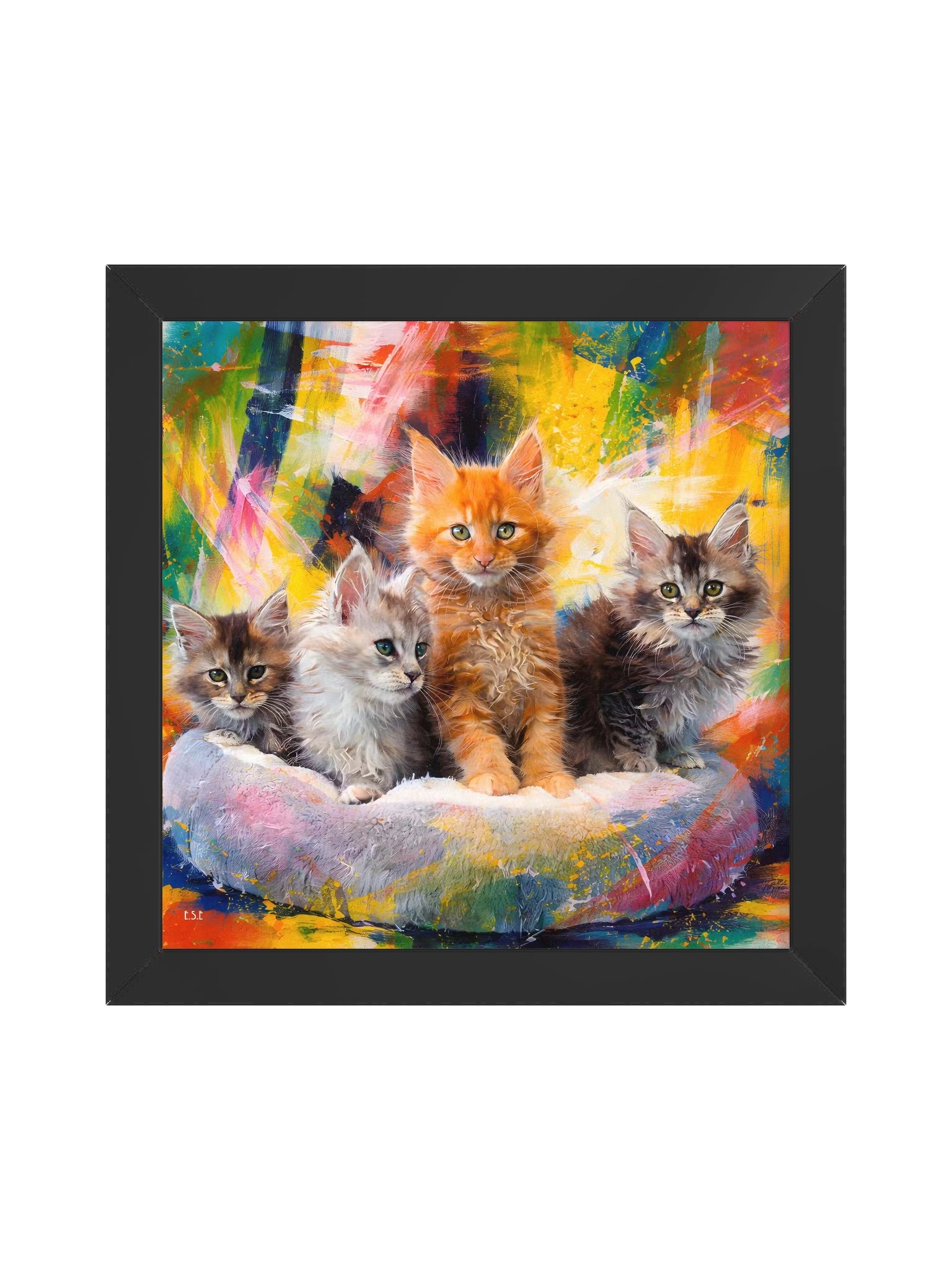 Vier flauschige Maine Coon im Farbenmeer product image (2)
