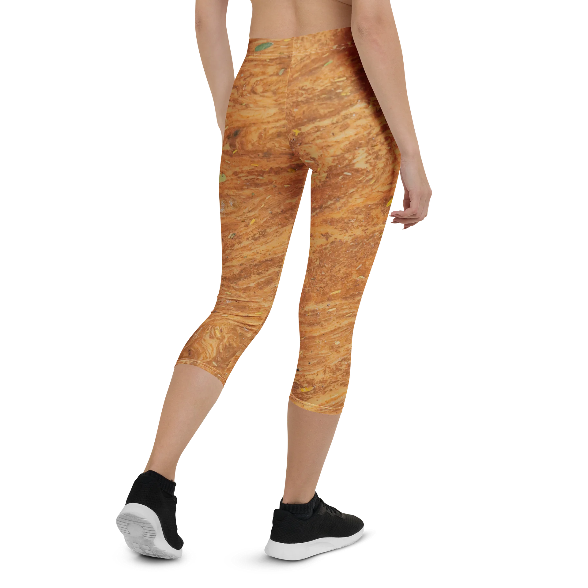 Terracotta Tea: All-Over Print Warm Rust & Leaf High-Waisted Yoga Capris product image (3)