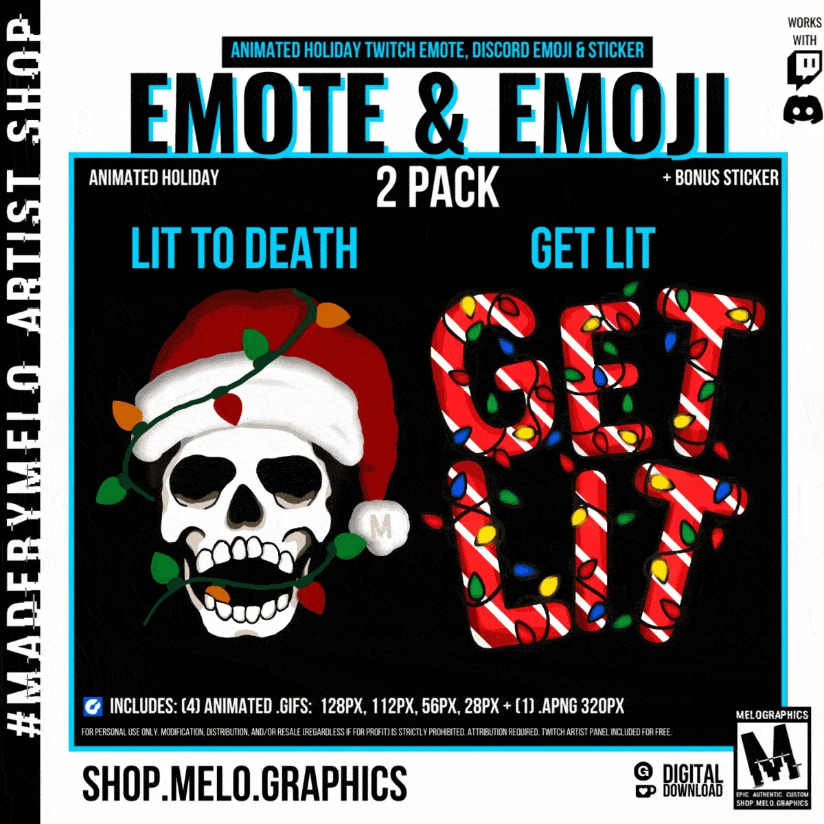 Holiday - Twitch/Discord Animated Emotes, Emojis, Sticker 2pk | #MadeByMELO product image (2)