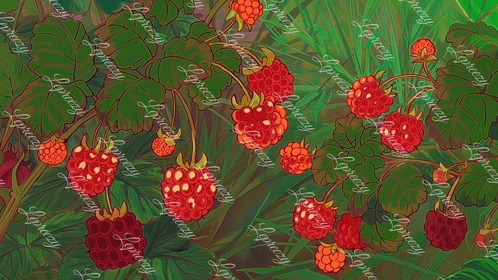 Lepreezy's Illustration Digital Wallpaper (Vintage Raspberries) product image (1)