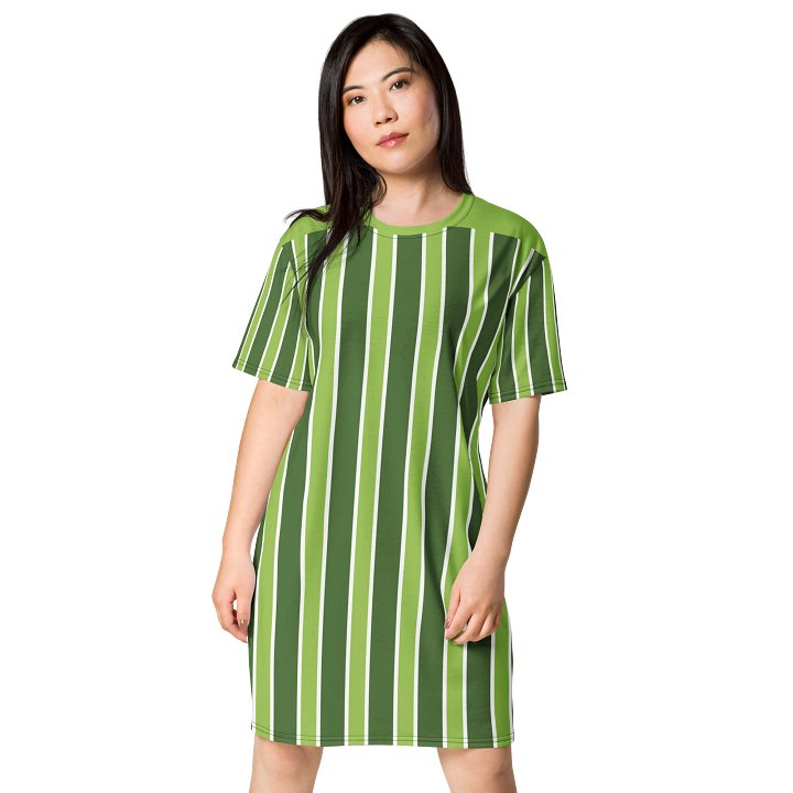 Exclusive Lime Green Striped Oversized T-Shirt Dress | TDS Music product image (1)