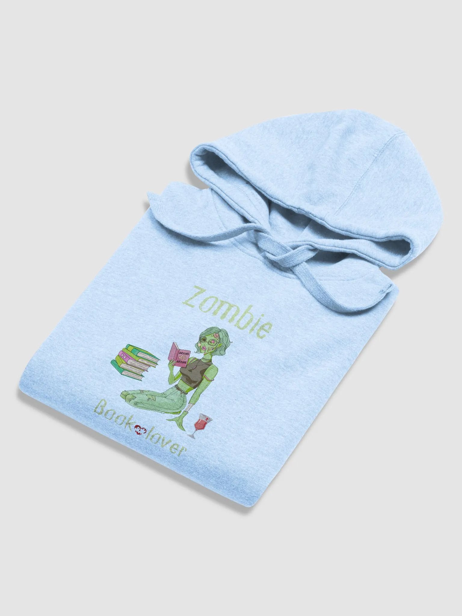 Zombie Book Lover Sky Blue Unisex Hoodie product image (6)
