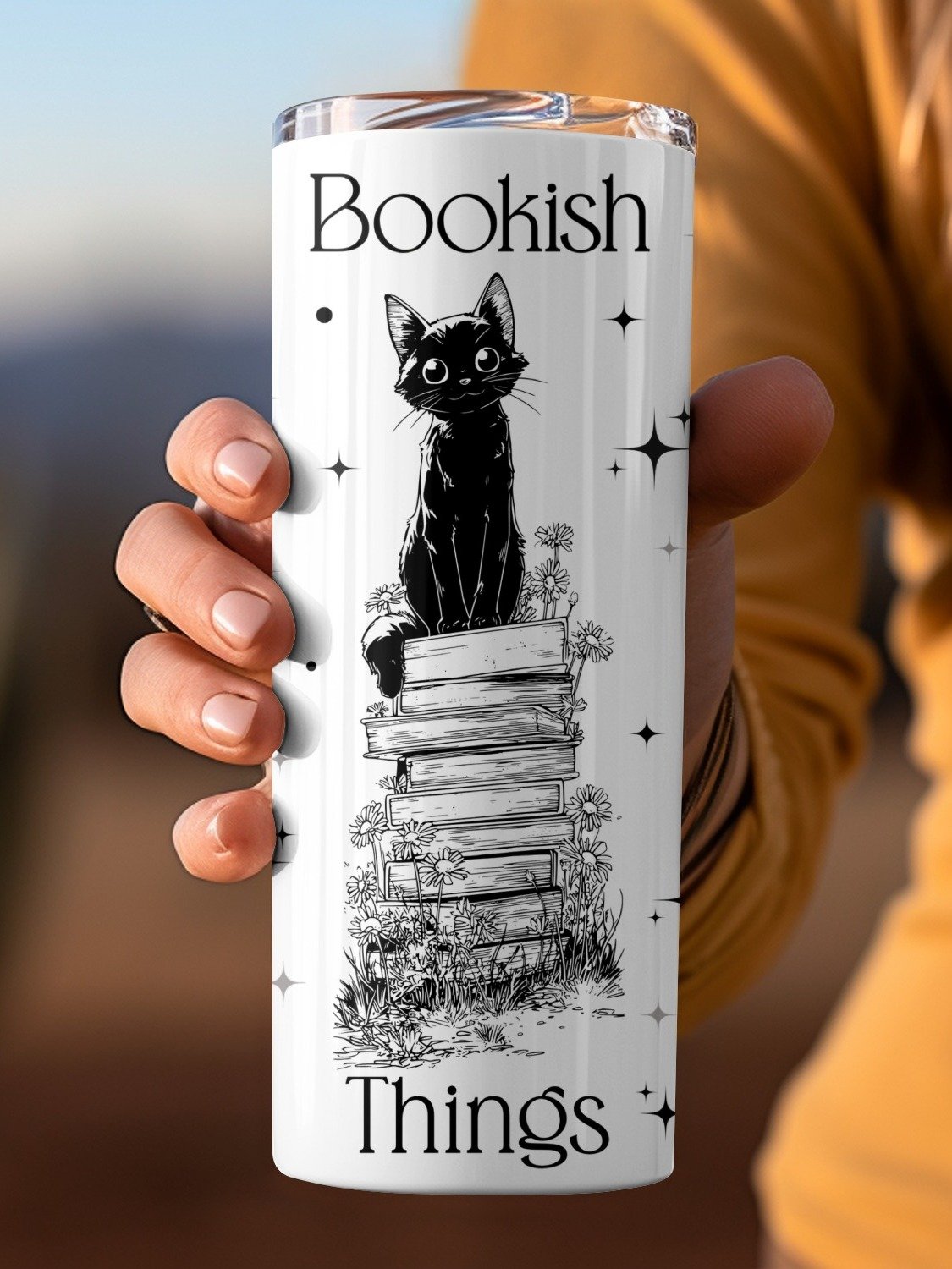 Mystical Cat Tumbler PNG 20oz Witchy Black Cat Tumbler Full Wrap PNG, 20 oz Seamless Sublimation Design, Instant Digital Download product image (4)