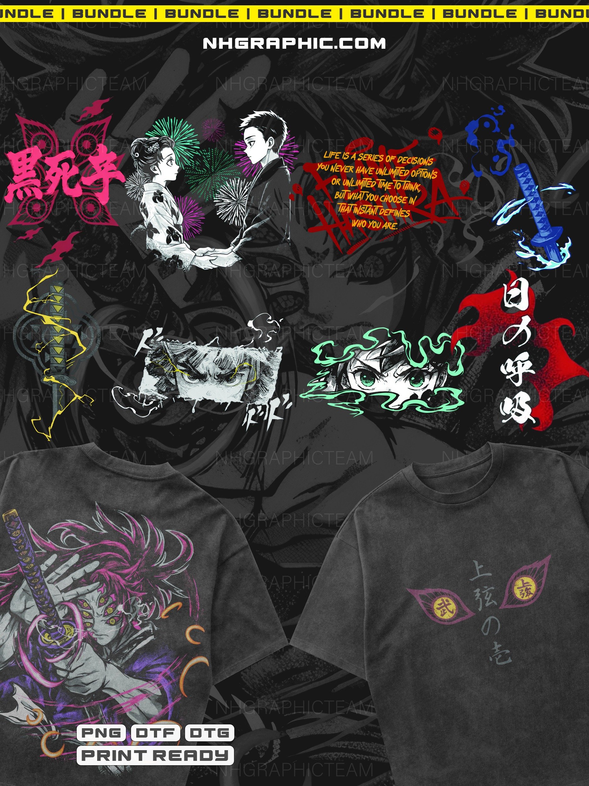 9-Piece Demon Slayer Front & Back PNG Bundle product image (2)