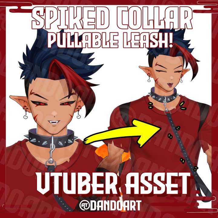 Spiked Collar and Leash Animated Vtuber Asset product image (1)
