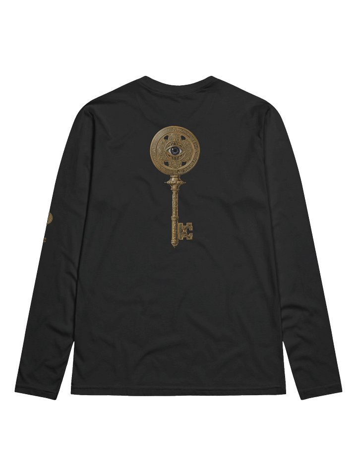 The Gatekeeper’s Key – Black Reverse Line Edition (Back + Left Sleeve Print) | Premium Fitted Long Sleeve product image (2)