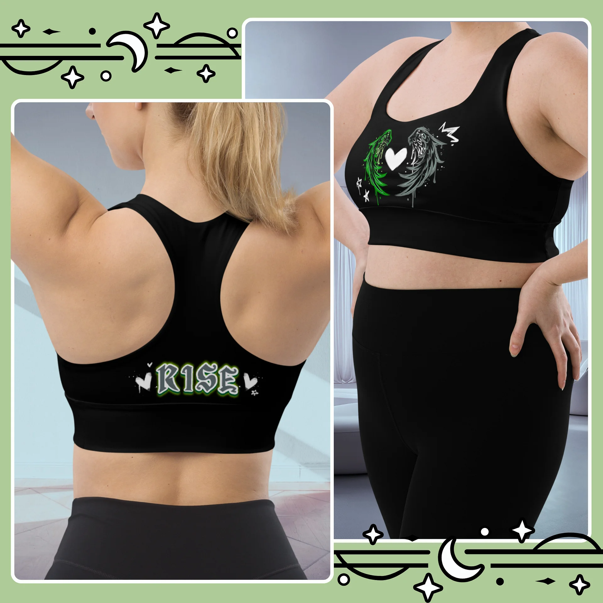 RISE Collection: Subtle Aromantic Pride Phoenix Mild Compression Sports Bra product image (2)