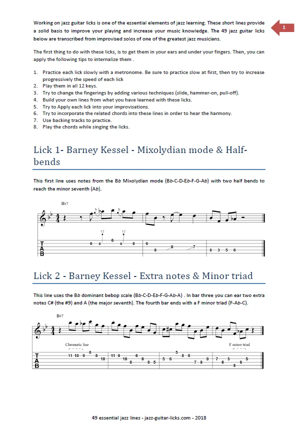 49 Essential Jazz Guitar Licks from the Masters - Printable PDF Method With Tabs and Audio Files product image (2)
