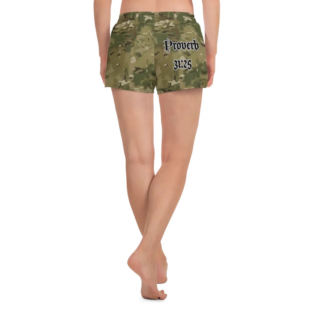 Faithful Camo: Proverb 3:25 Motion Women's Athletic Shorts - Multicam product image (4)