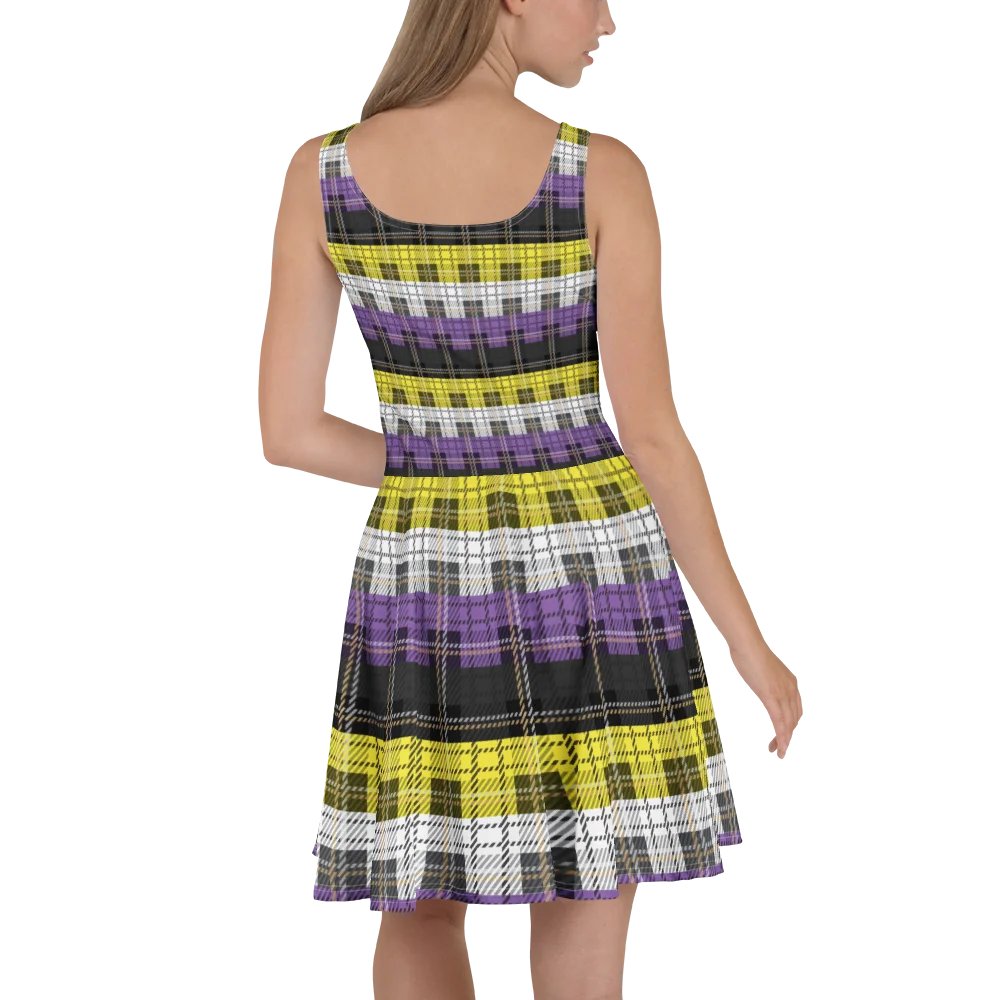 Non-binary Pride Plaid Skater Dress product image (4)