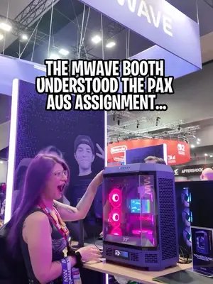Okay @Mwave Australia you really brought it this year to @PAXAUS with that amazing setup. 👀💜 I had so much fun digging for prizes, and I’ve got my eyes on that purple case you had displayed from @Thermaltake Australia. Did you manage to score any goodies? #paxaus #paxaus2026 #gaming #mwave #behindthescenes 