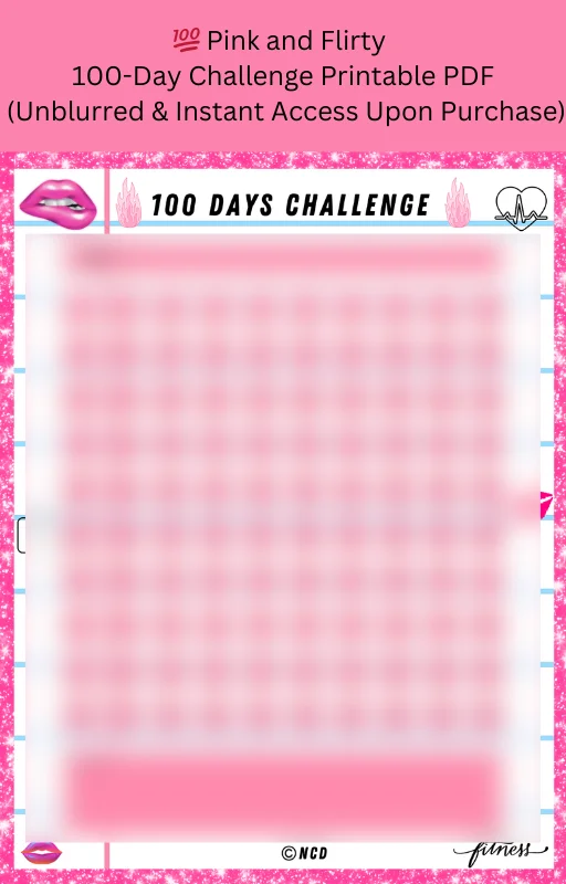 💖 Flirty Pink 100-Day Glow-Up Challenge Tracker | Printable & Fillable PDF by NCD ✨ product image (1)