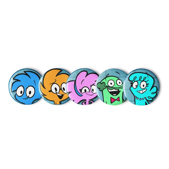 Cartoon Safety Pin Buttons Set 1 product image (2)
