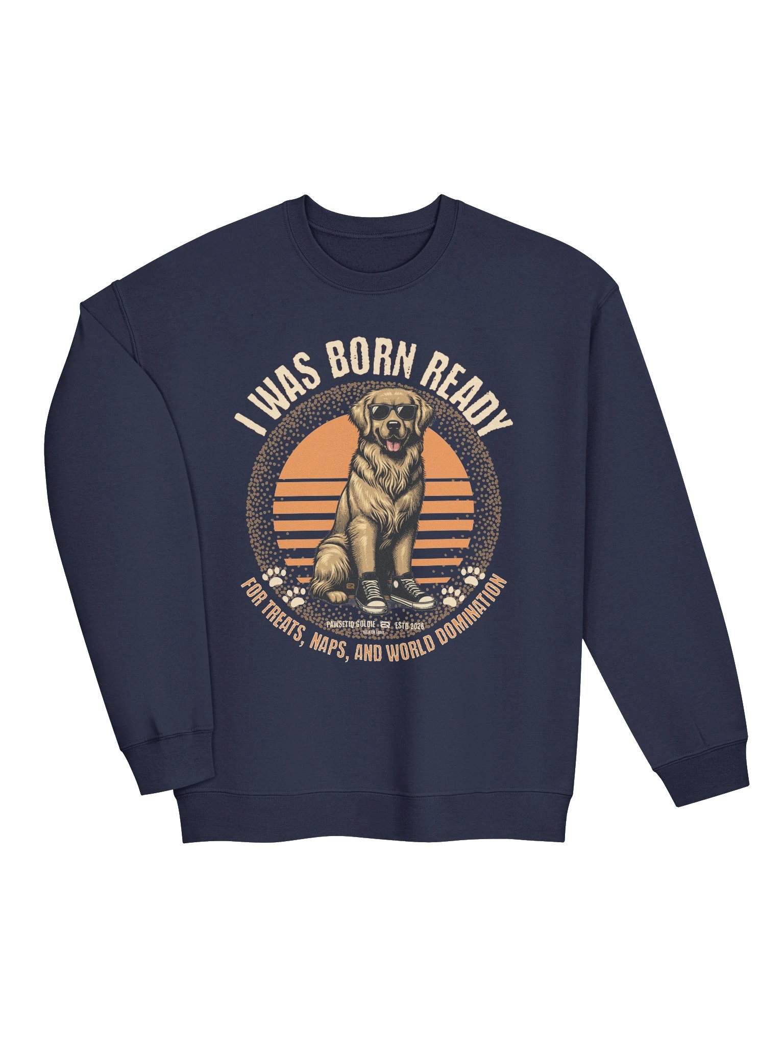 Cool Goldie Dog Retro Vibes Midweight PAWSETIQ Crewneck by EQALL® Originals_Orange / Brown product image (15)
