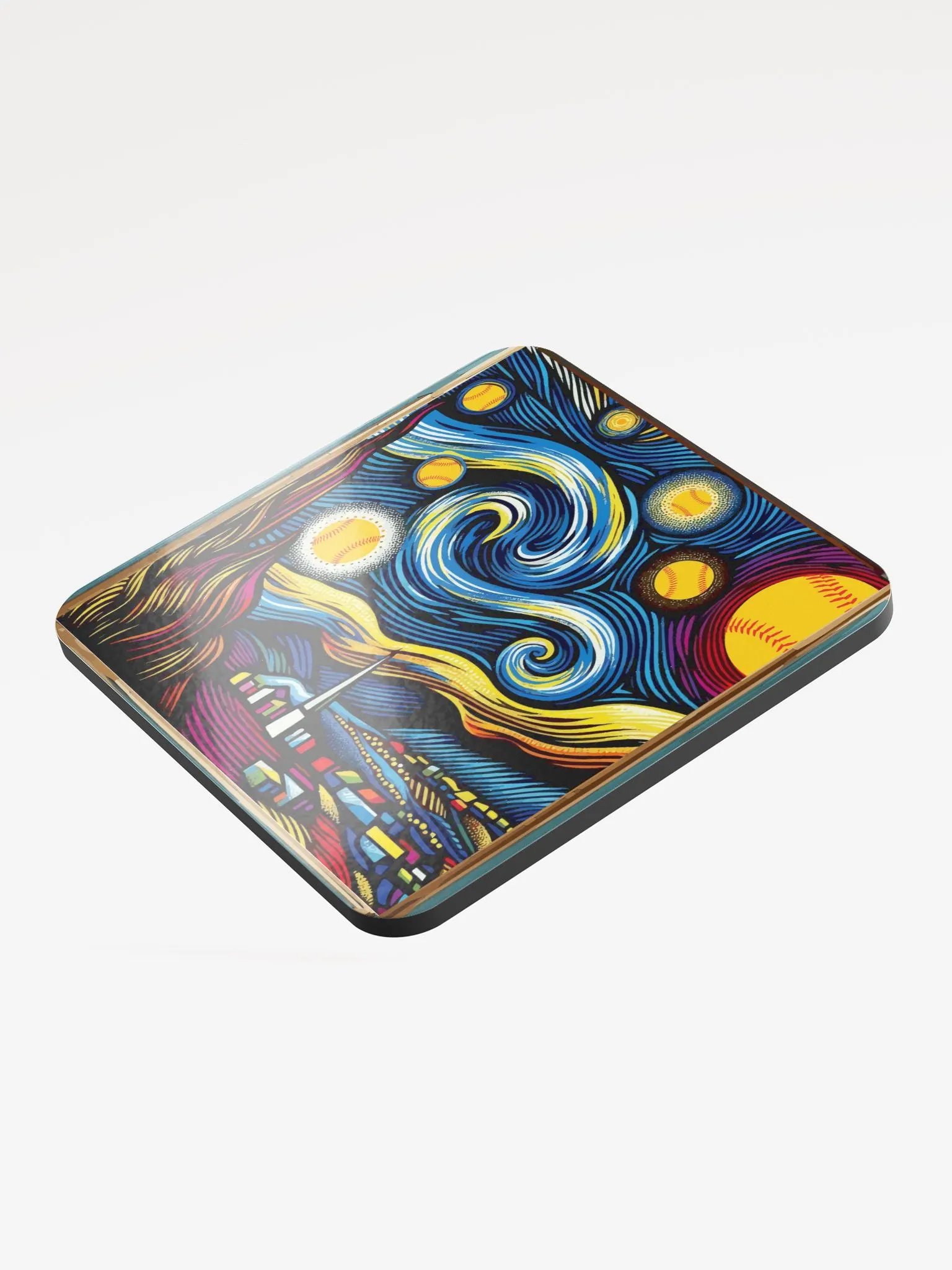A Softball Starry Night Van Gogh Coaster Set product image (3)