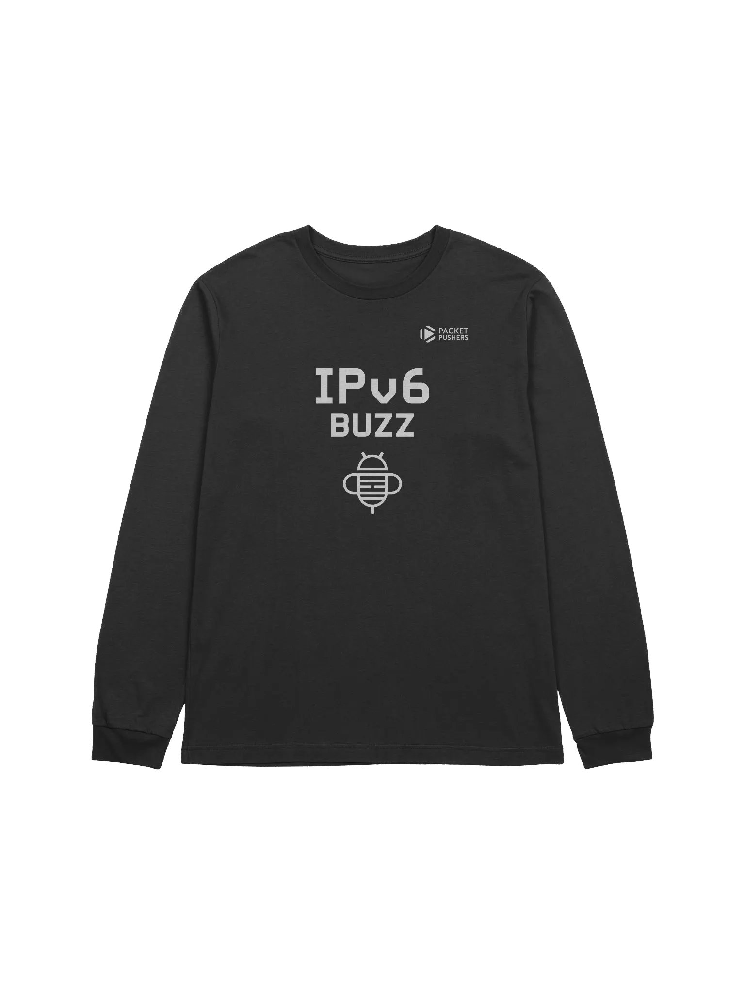 IPv6 BUZZ Podcast Long Sleeve Tee - White Logo product image (1)