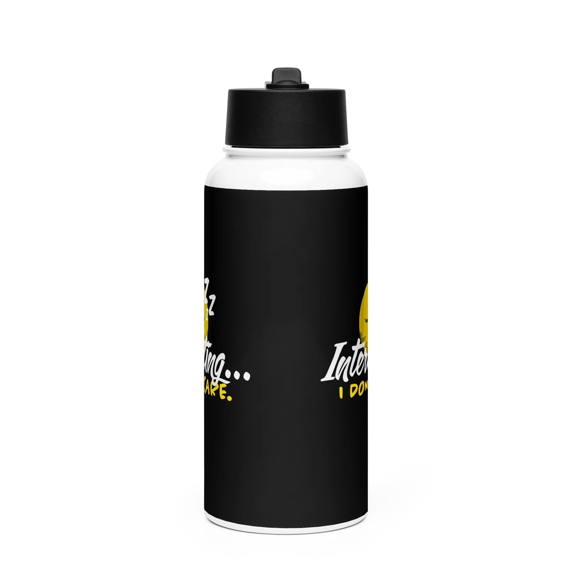 "I Don't Care" Stainless Steel Water Bottle (Black) product image (3)