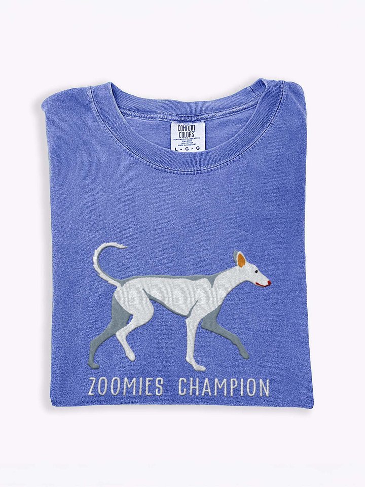 Zoomies Champion T-Shirt(Embroidered) of an Ibizan Hound(White) product image (1)