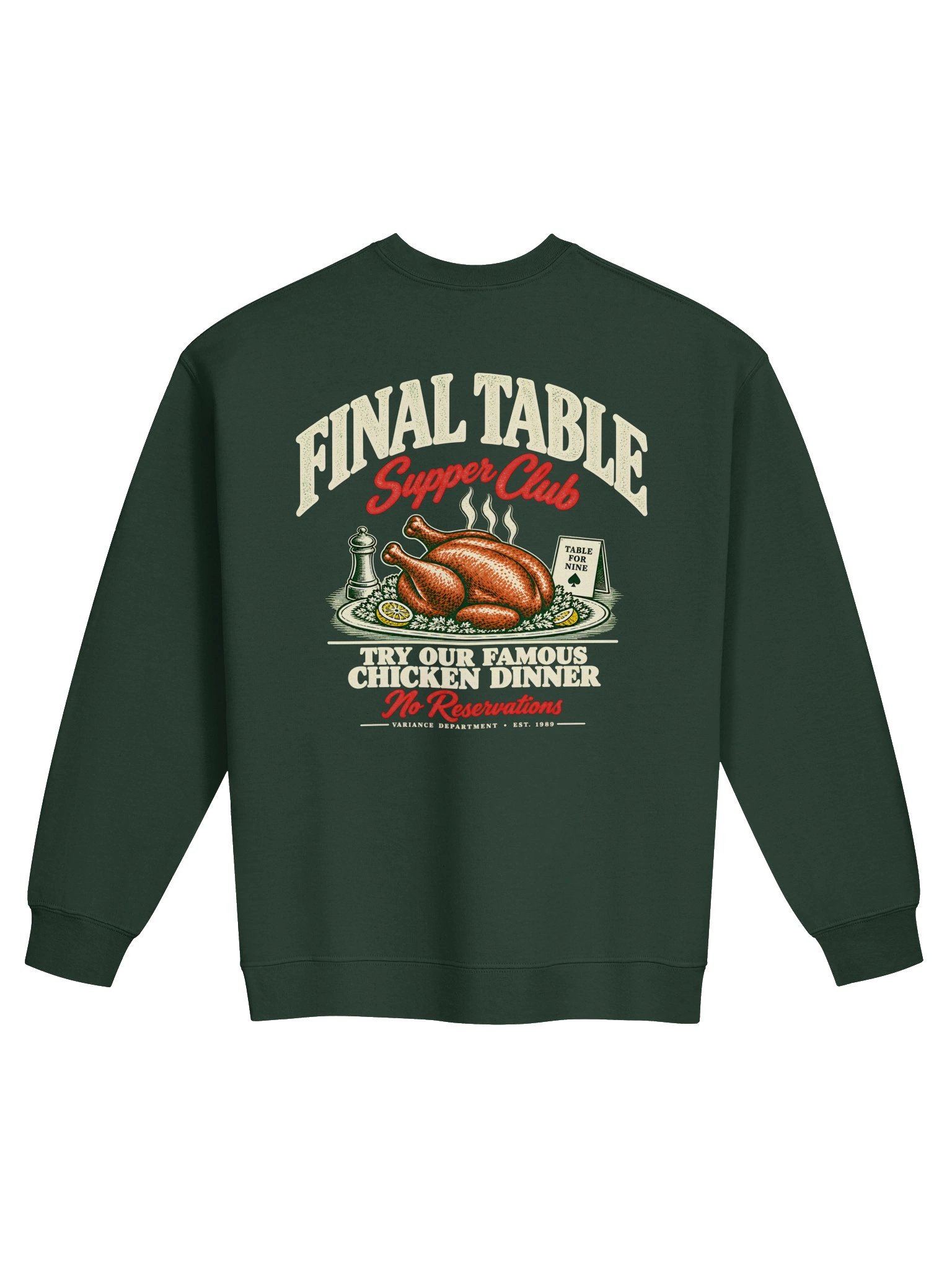 Final Table Supper Club Crewneck--Forest Green product image (2)