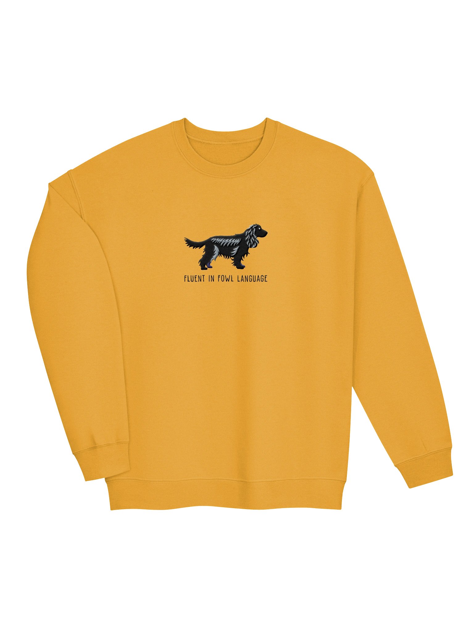 Fluent in Fowl Language Sweatshirt (Embroidered) of an English Cocker Spaniel(Black, Full Tail) product image (6)