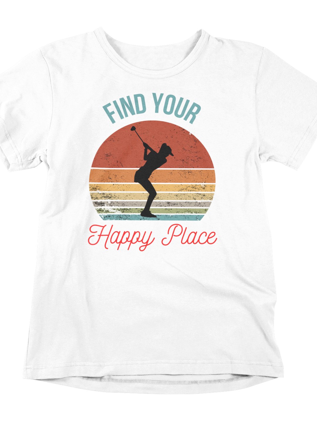 Find Your Happy Place - Female Golfer Silhouette Over a Retro Sunset product image (1)