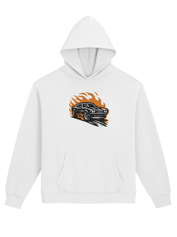 White Muscle Car On Fire HD product image (1)